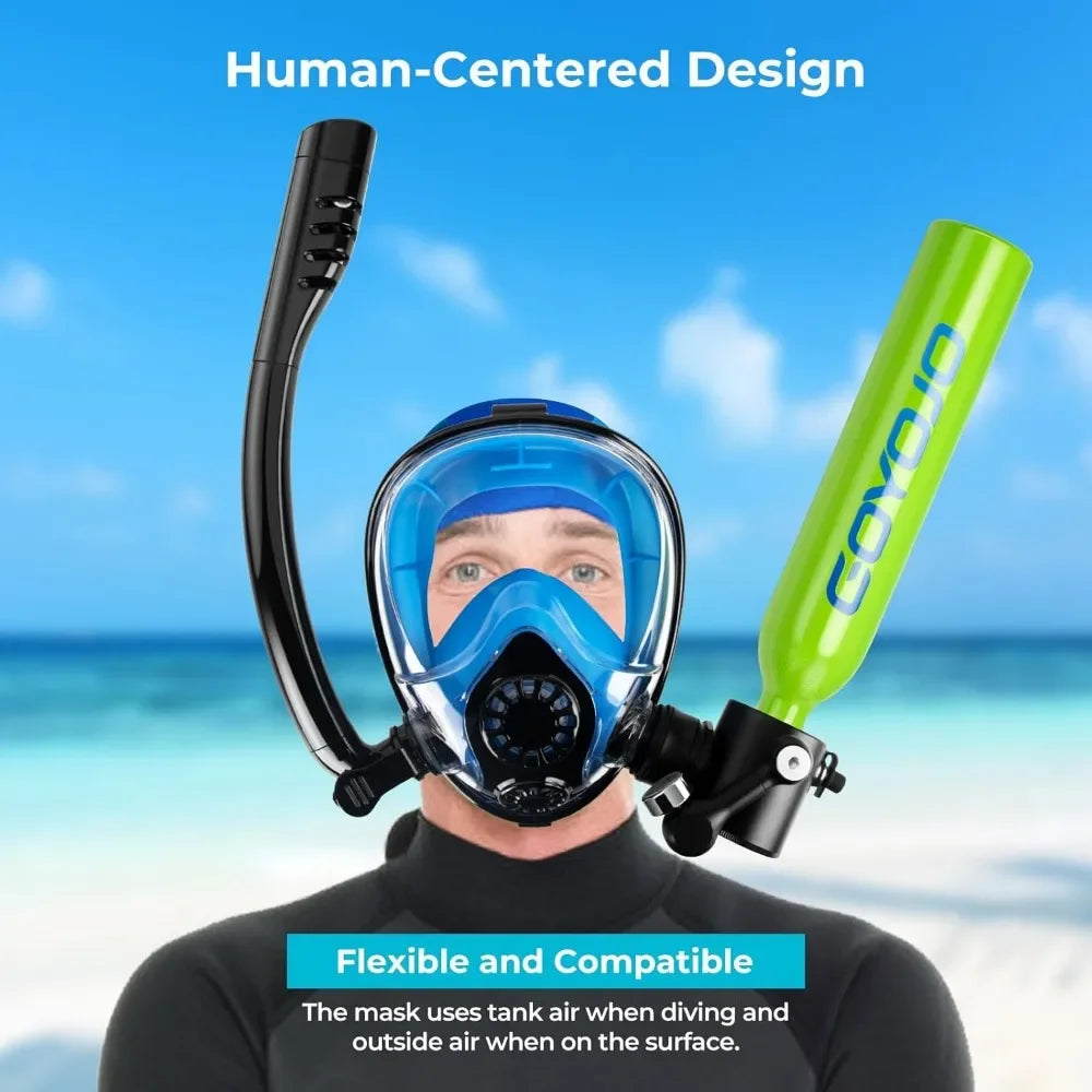 Diving Tank with Snorkel Mask 0.5L Mini Scuba Portable Lungs