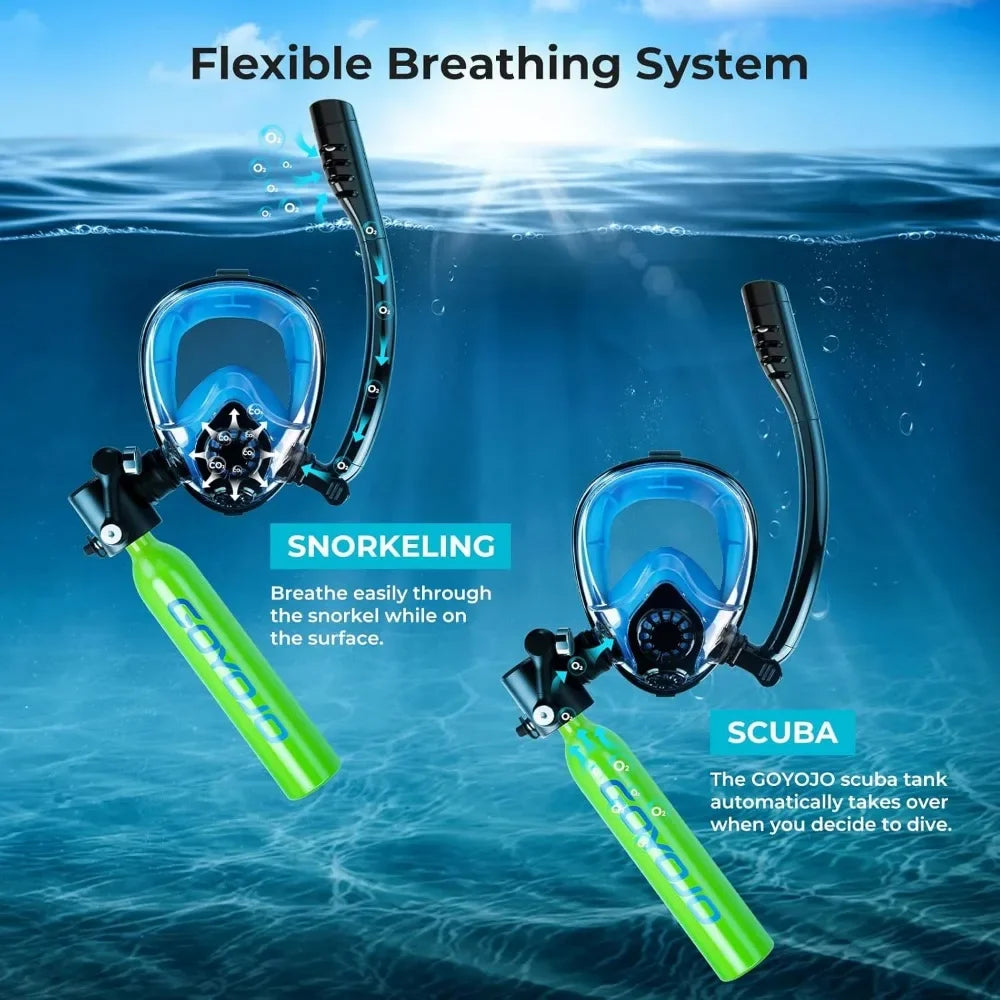 Diving Tank with Snorkel Mask 0.5L Mini Scuba Portable Lungs